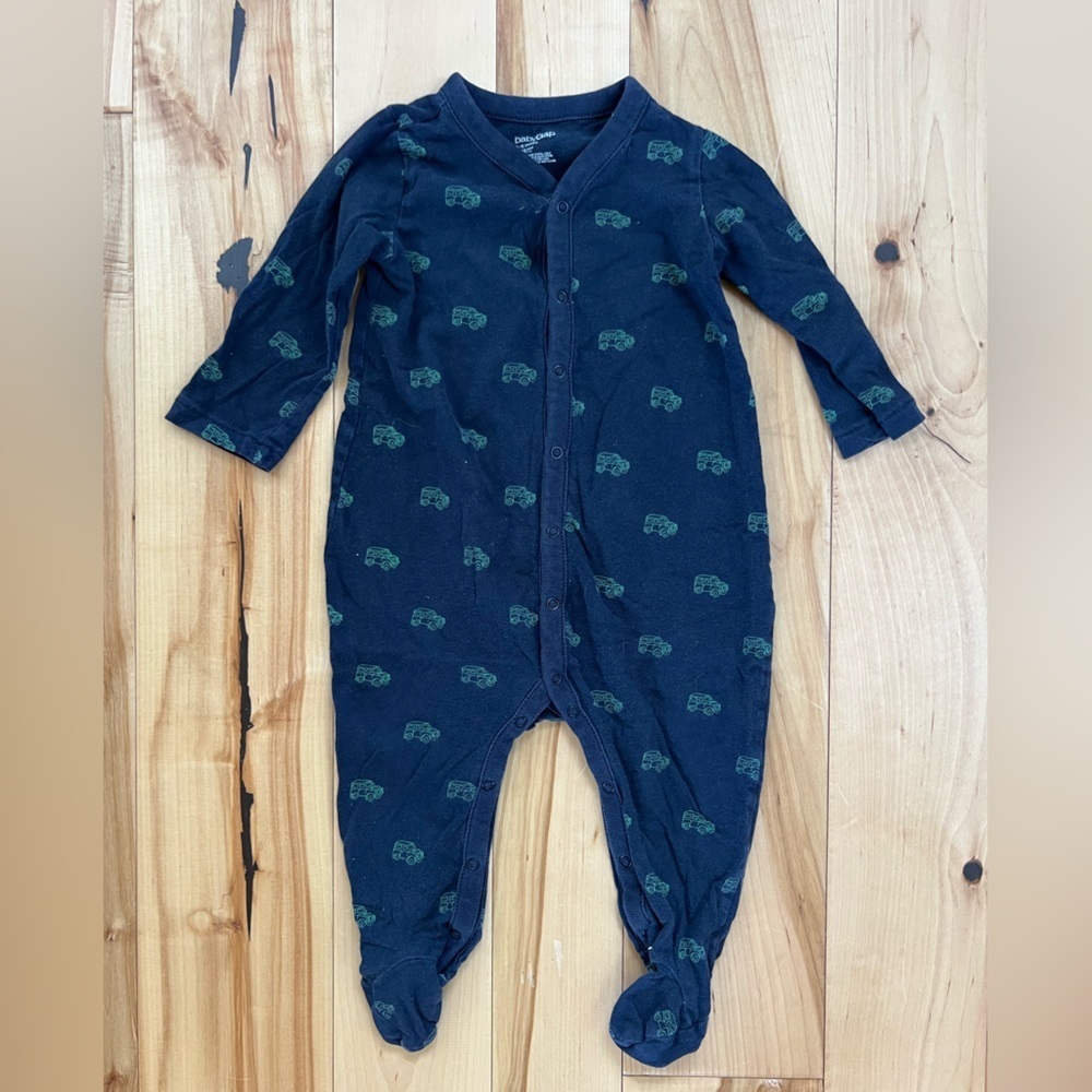 GAP Blue One Piece Footies Green Car Print